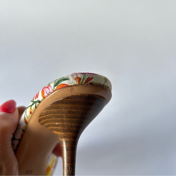 Gucci Flora Horsebit 1955 90's Iconic Kitten Mules Botanical Print sz 8B - Picture 9 of 10